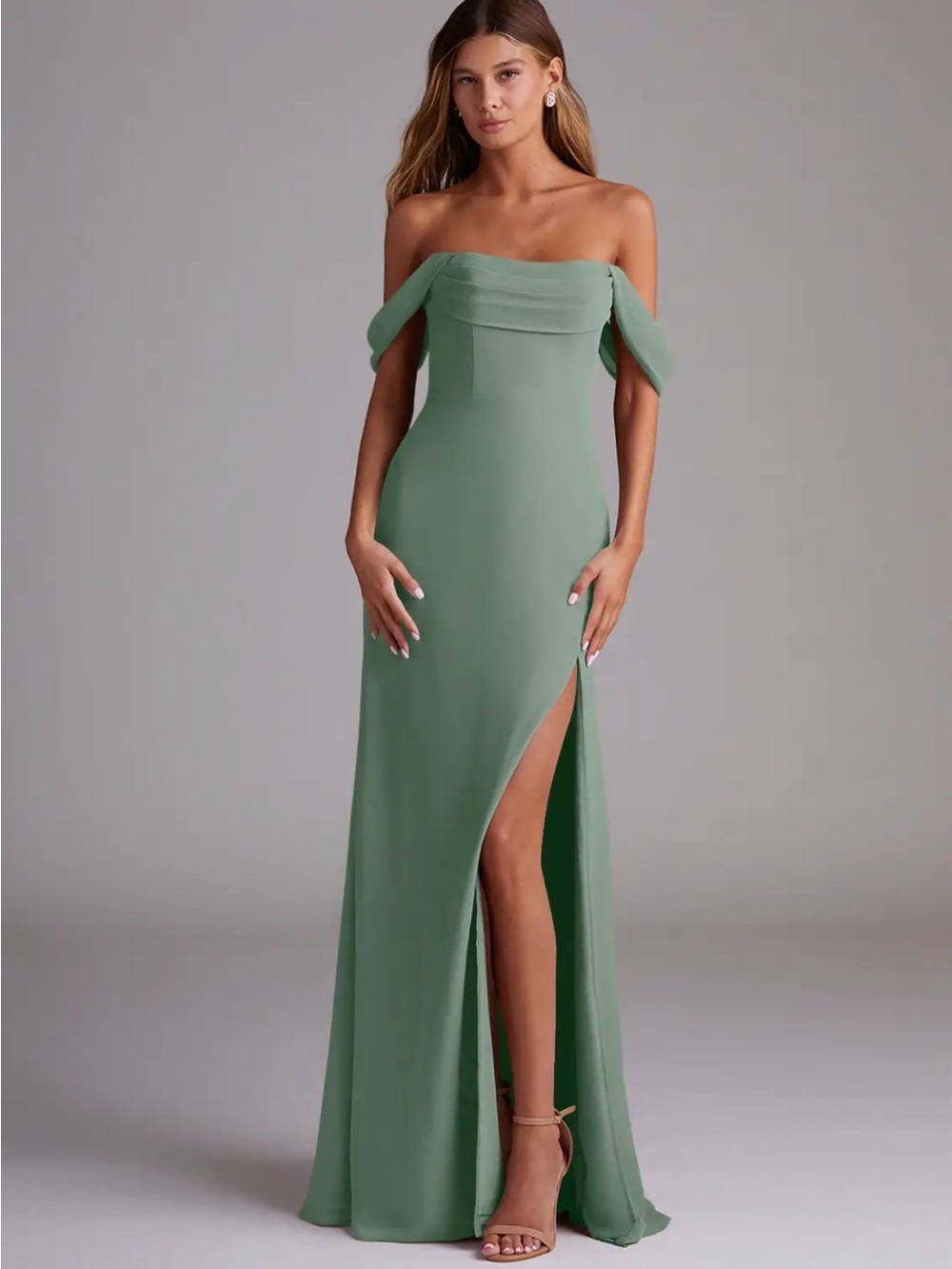 Silver Sage A-Line Off the Shoulder Chiffon Convertible Dress